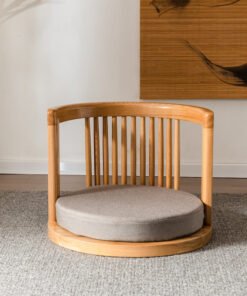 Alternative view of Solid Wood Tatami Seating Chair - Japanese Style Round Back Legless Backrest Chair for Tea Room Bedroom Bay Window
