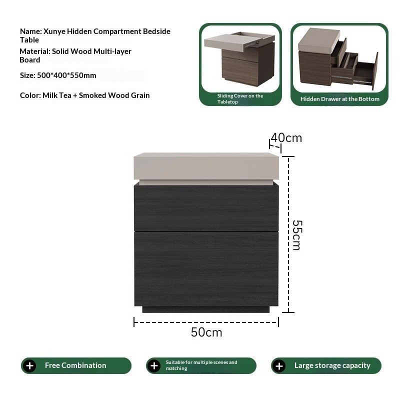 Simple Bedside Table Bedroom Multifunctional Hidden Compartment Storage Cabinet - Image 5