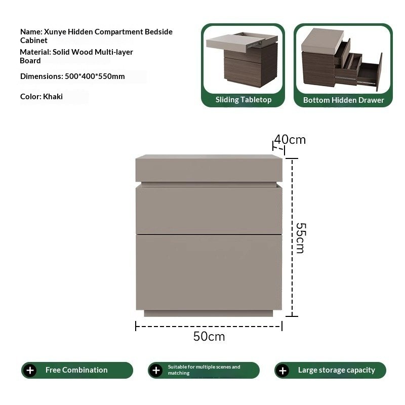 Simple Bedside Table Bedroom Multifunctional Hidden Compartment Storage Cabinet - Image 6