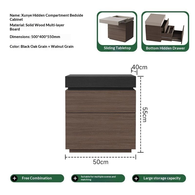 Simple Bedside Table Bedroom Multifunctional Hidden Compartment Storage Cabinet - Image 4