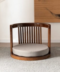 Solid Wood Tatami Seating Chair - Japanese Style Round Back Legless Backrest Chair for Tea Room Bedroom Bay Window