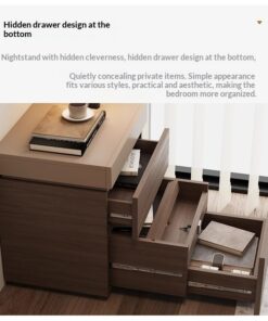 Alternative view of Simple Bedside Table Bedroom Multifunctional Hidden Compartment Storage Cabinet