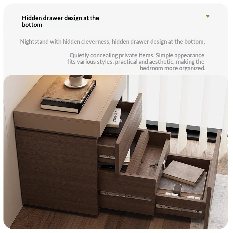 Simple Bedside Table Bedroom Multifunctional Hidden Compartment Storage Cabinet - Image 2