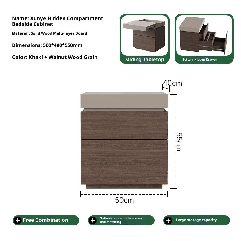 Simple Bedside Table Bedroom Multifunctional Hidden Compartment Storage Cabinet - Image 3